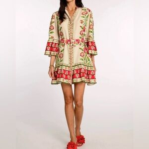 Elizabeth James revolve Dress cottage Floral Design linen bohemian Anthropologie